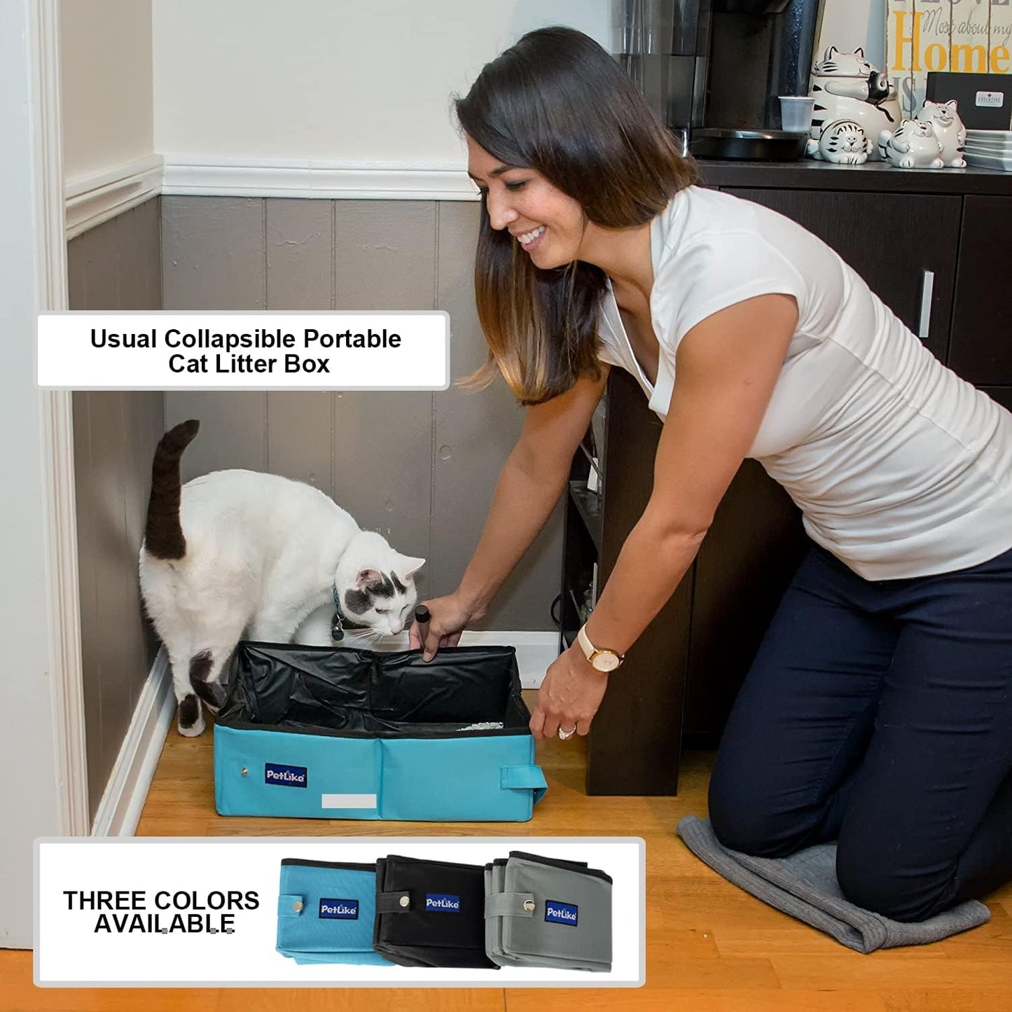 Travel Cat Litter Box Foldable, Leak-Proof Portable Litter Box, Collapsible Cat Litter Box for Small Medium Cats